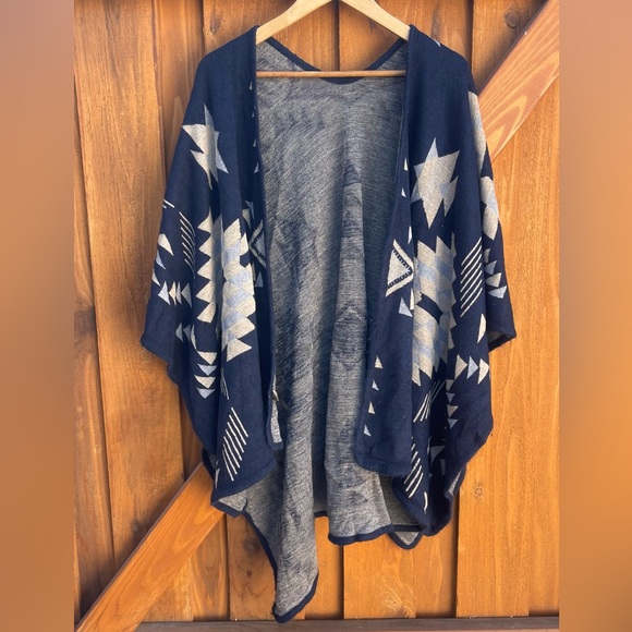Unisex Boho Ethnic Tribal Print Indian Ethnic Wool Blend Pashmina Shawl Wrap Cape Poncho